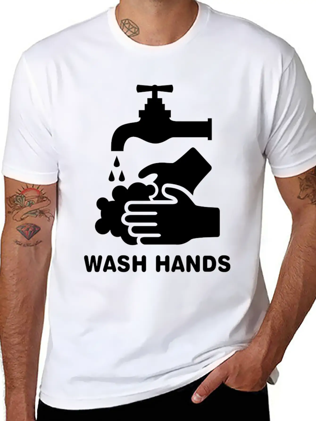 Wash Hands Please Basic Graphic T-Shirt – Daily Comfort In Soft Cotton