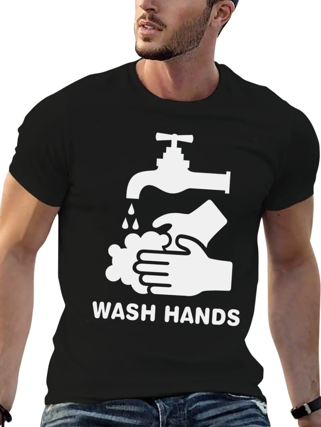Wash Hands Please Basic Graphic T-Shirt – Daily Comfort In Soft Cotton