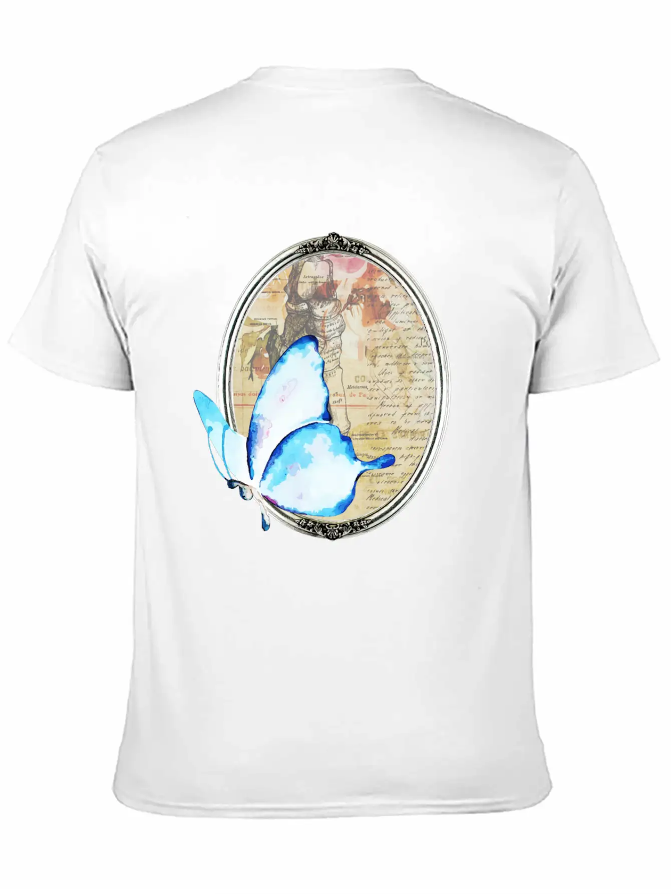 Watercolor Butterfly And Frame Unisex Short Sleeve Soft Cotton T-Shirt – Casual Everyday Wear