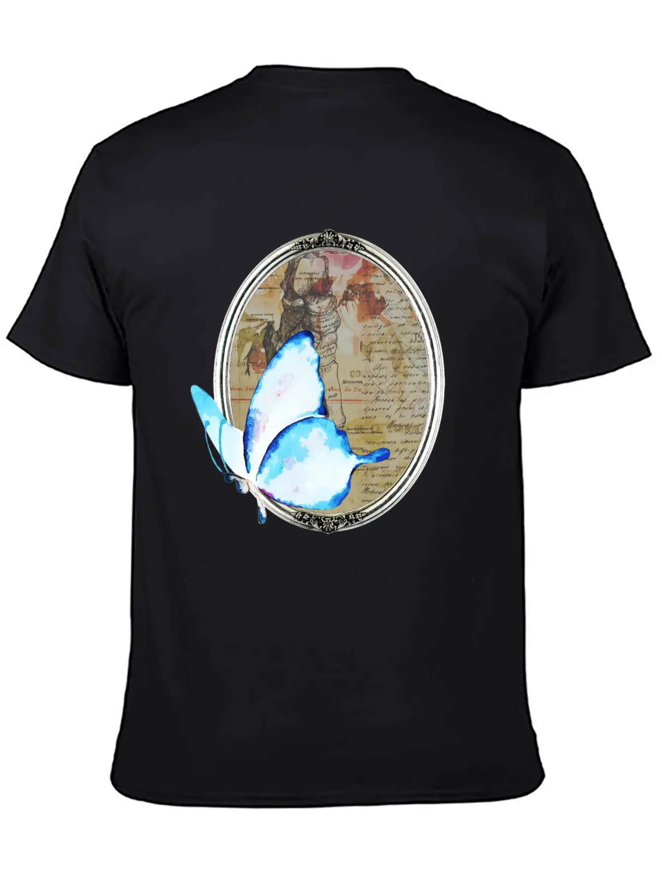 Watercolor Butterfly And Frame Unisex Short Sleeve Soft Cotton T-Shirt – Casual Everyday Wear