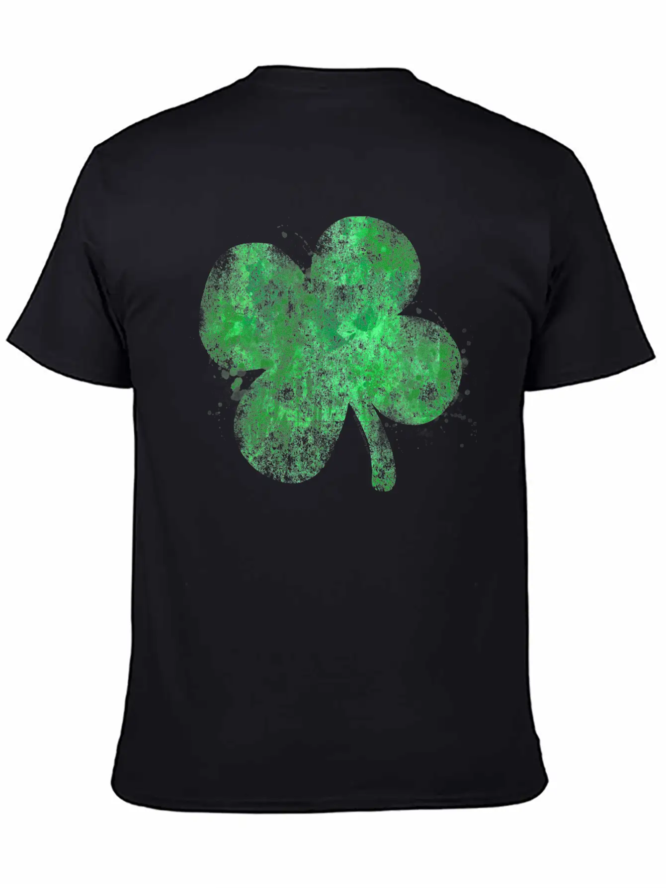 Watercolor Grunge Four Leaf Clover St Patricks Day Essential Unisex Summer Tee – Soft Cotton Casual Fit