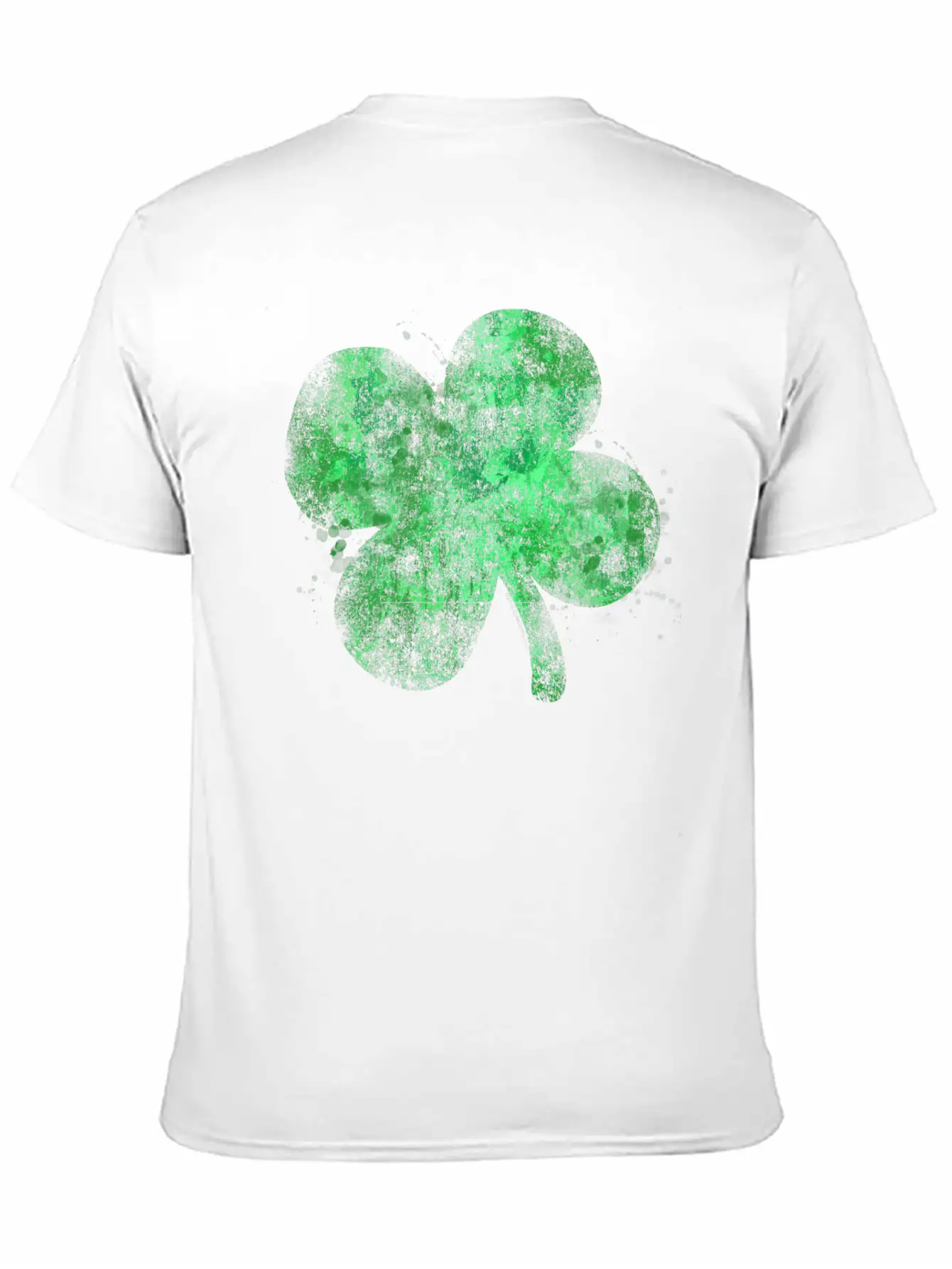 Watercolor Grunge Four Leaf Clover St Patricks Day Essential Unisex Summer Tee – Soft Cotton Casual Fit