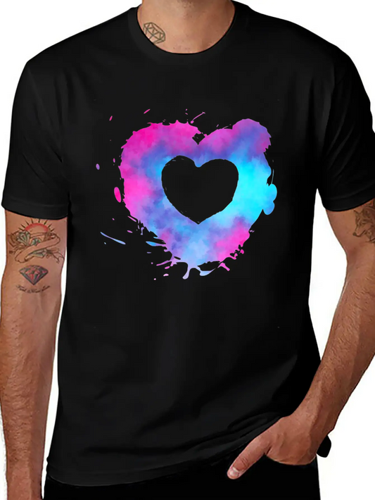 Watercolor Heart With Pink And Light Blue Colors Stylish Everyday T-Shirt – Unisex Basic Cotton Tee