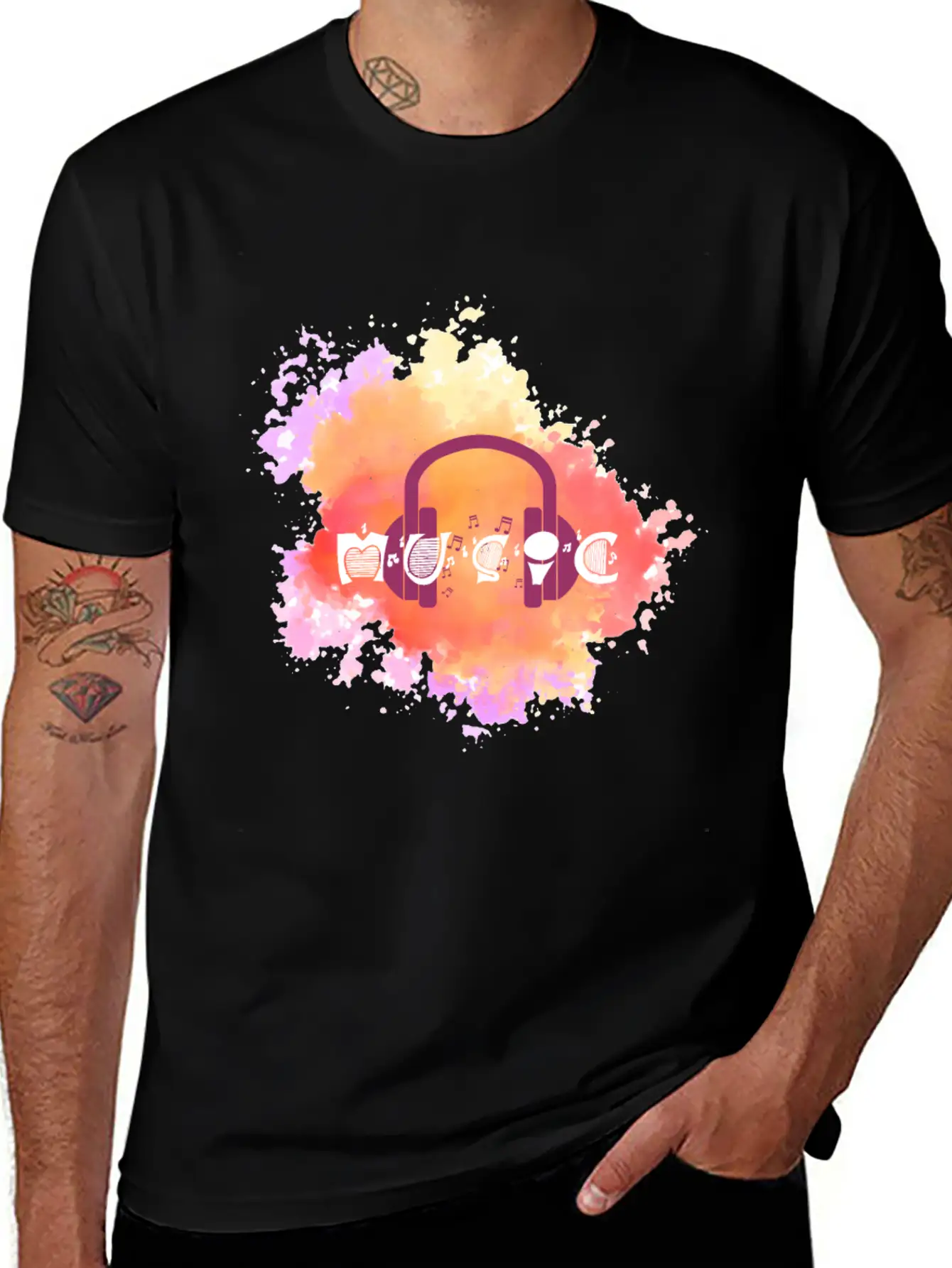 Watercolor Music Symbol Essential Unisex Summer Tee – Soft Cotton Casual Fit