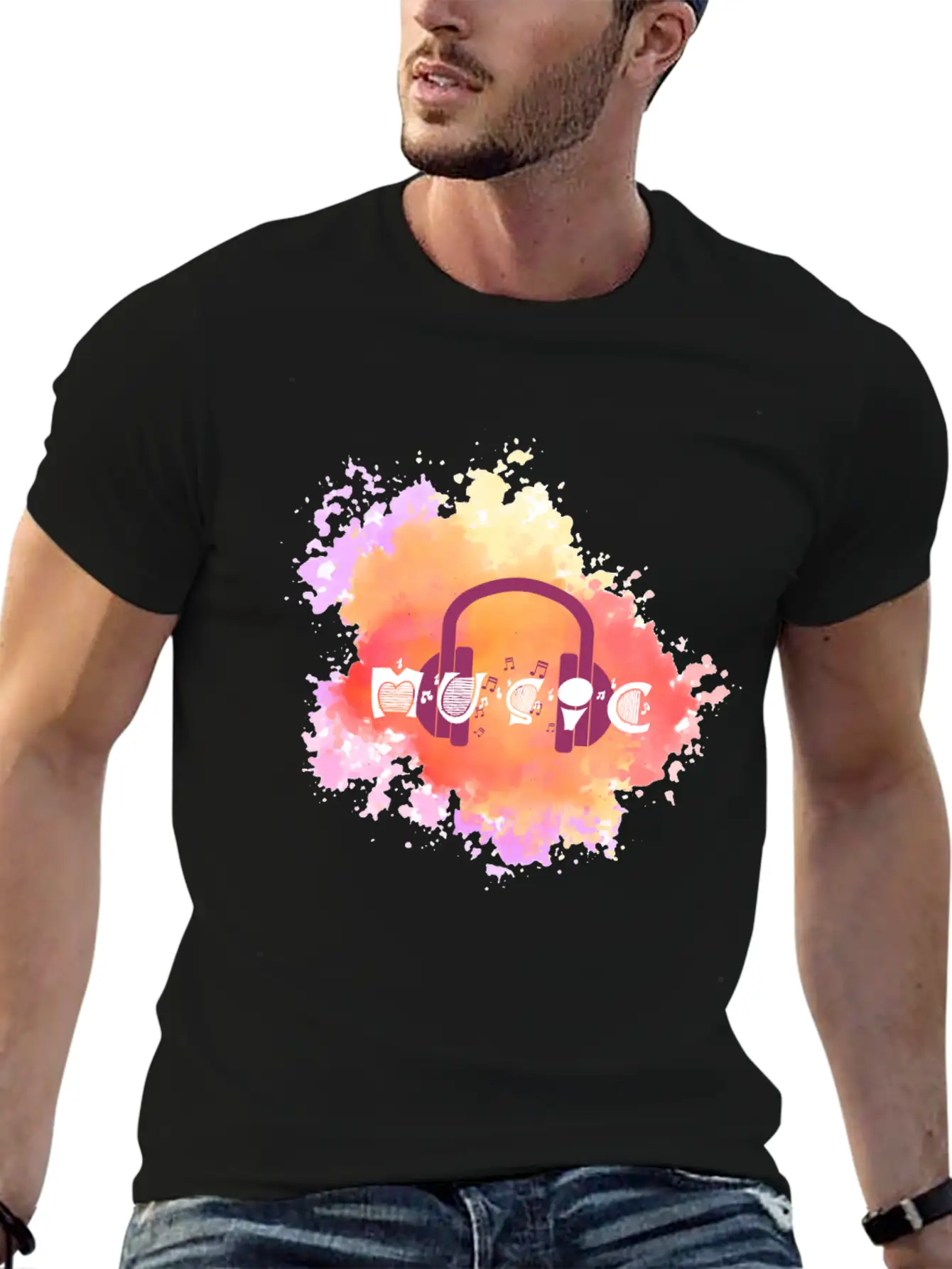 Watercolor Music Symbol Essential Unisex Summer Tee – Soft Cotton Casual Fit