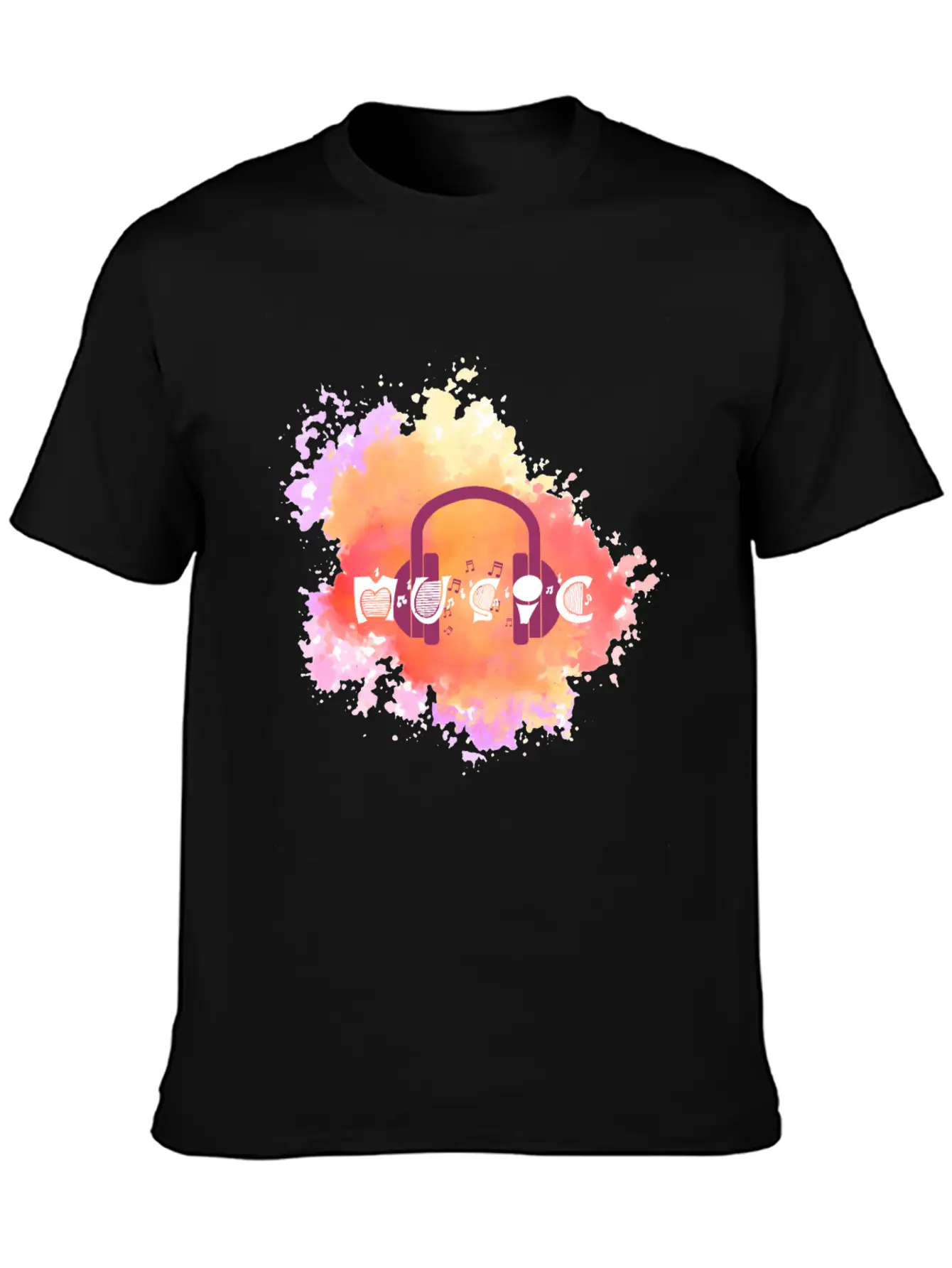 Watercolor Music Symbol Essential Unisex Summer Tee – Soft Cotton Casual Fit