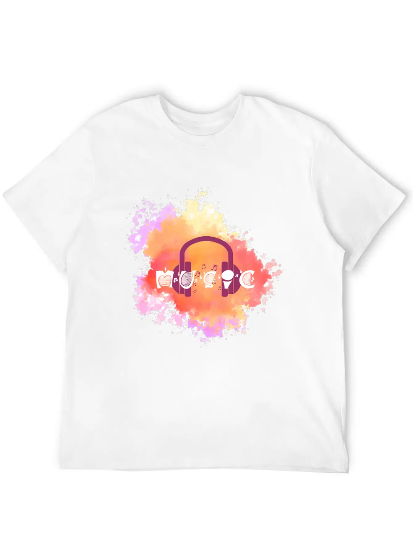 Watercolor Music Symbol Essential Unisex Summer Tee – Soft Cotton Casual Fit