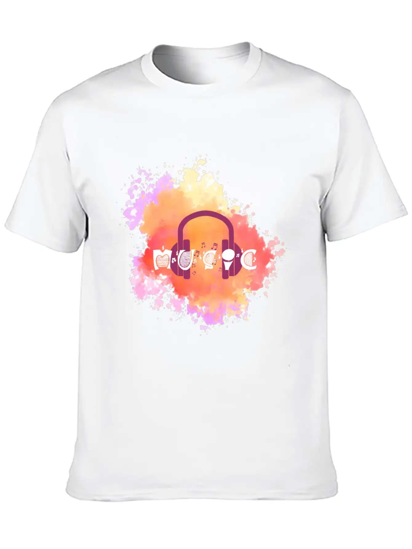 Watercolor Music Symbol Essential Unisex Summer Tee – Soft Cotton Casual Fit