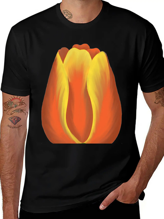 Watercolor Orange Tulip Timeless Short Sleeve Tee – Comfy And Minimalist Design
