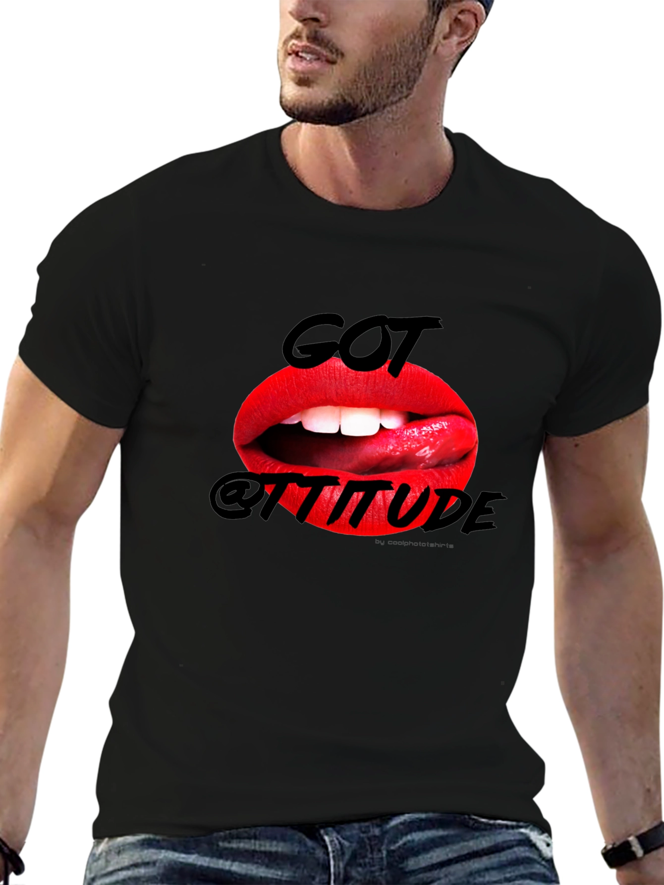 Got Attitude Graphic Print Mens Black T-Shirt