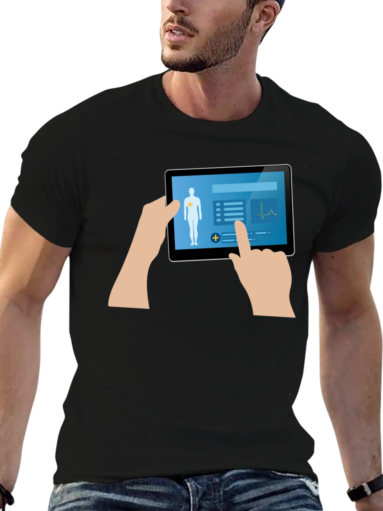 Medical Tablet Graphic Tee - Tech Inspired Design