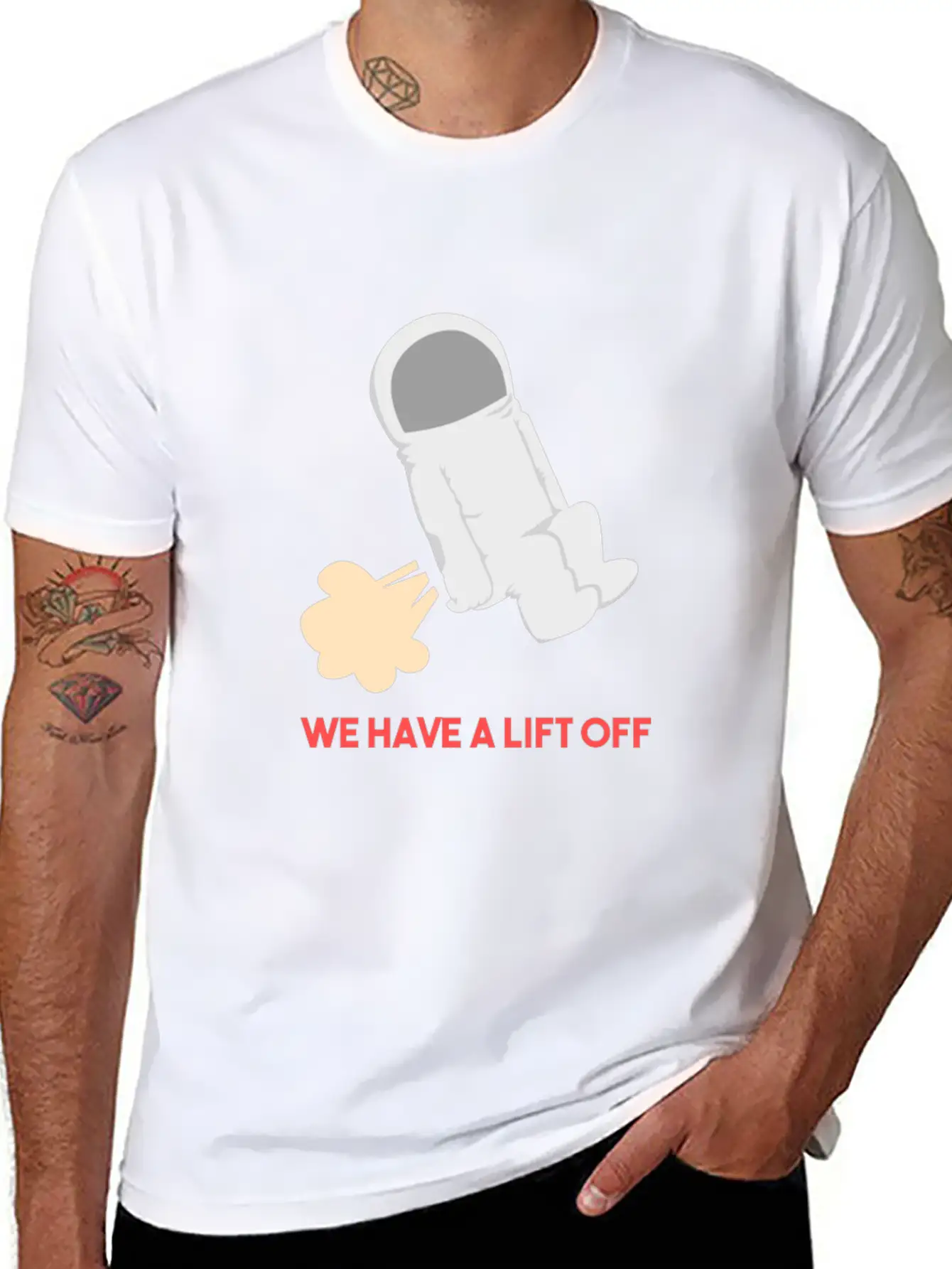 We Have A Lift Off - Funny Astronaut Outer Space G Unisex Short Sleeve Soft Cotton T-Shirt – Casual Everyday Wear