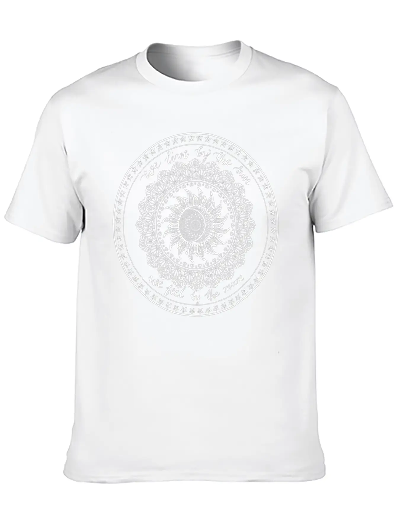 We Live By The Sun We Feel By The Moon Mandala Unisex Short Sleeve Soft Cotton T-Shirt – Casual Everyday Wear