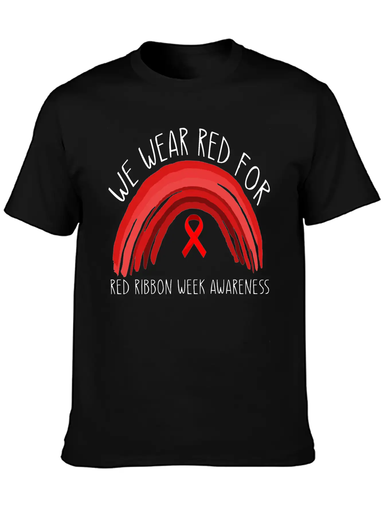 We Wear Red For Red Ribbon Week Awareness Timeless Short Sleeve Tee – Comfy And Minimalist Design