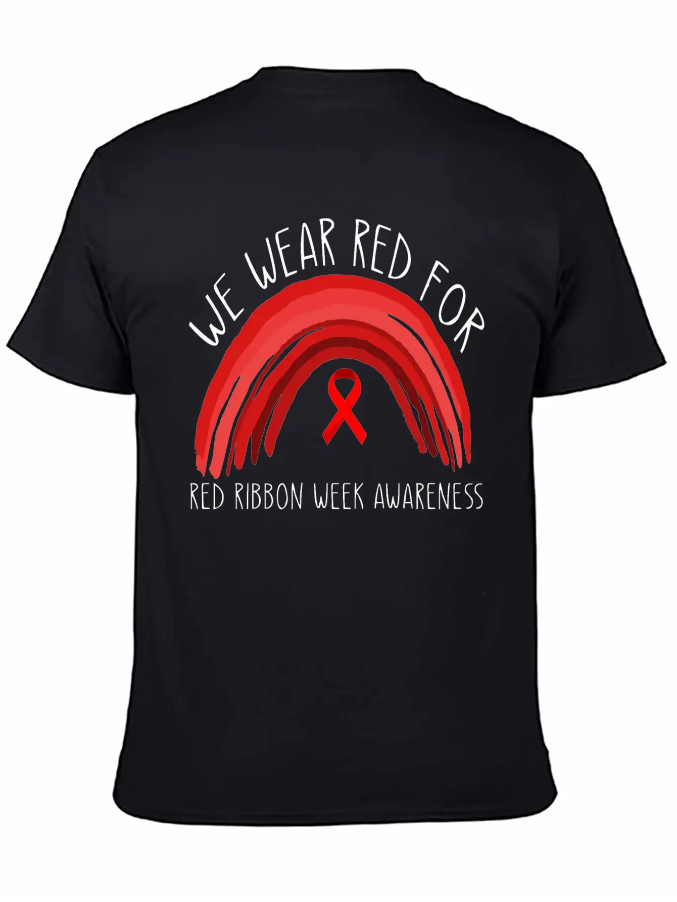We Wear Red For Red Ribbon Week Awareness Timeless Short Sleeve Tee – Comfy And Minimalist Design