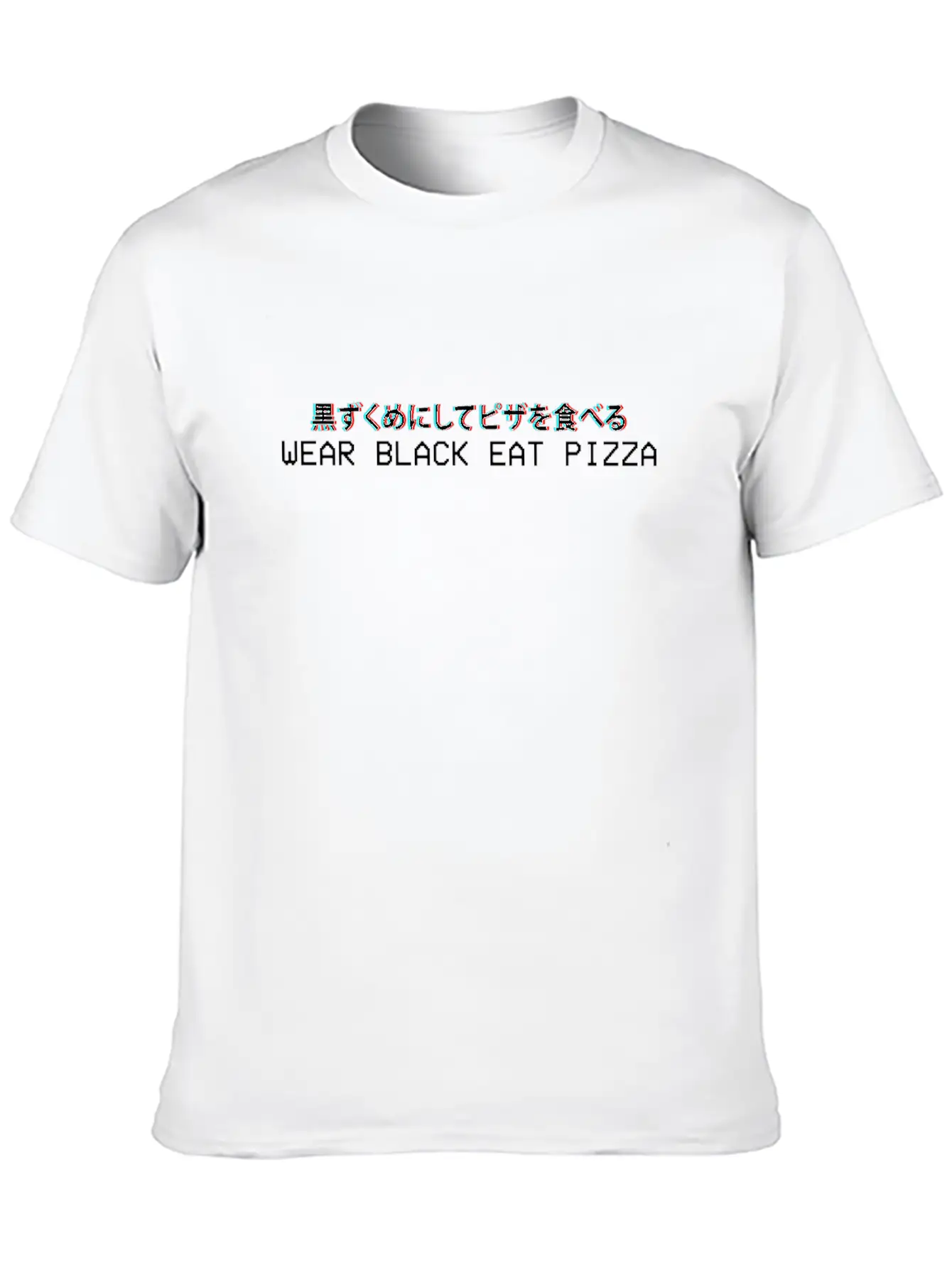 Wear Black Eat Pizza Japanese Vaporwave Aesthetic Timeless Short Sleeve Tee – Comfy And Minimalist Design