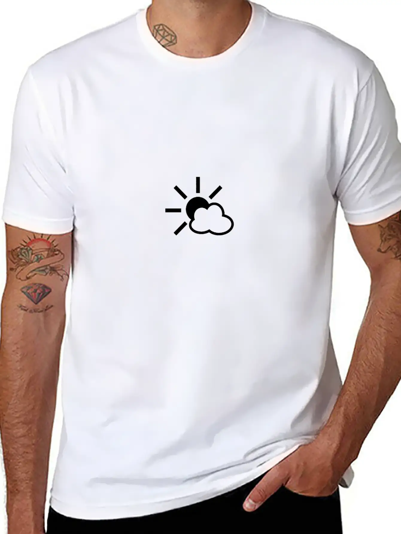 Weather Cloud Sun Icon Comfortable Minimalist Graphic Tee – Summer Style Essential