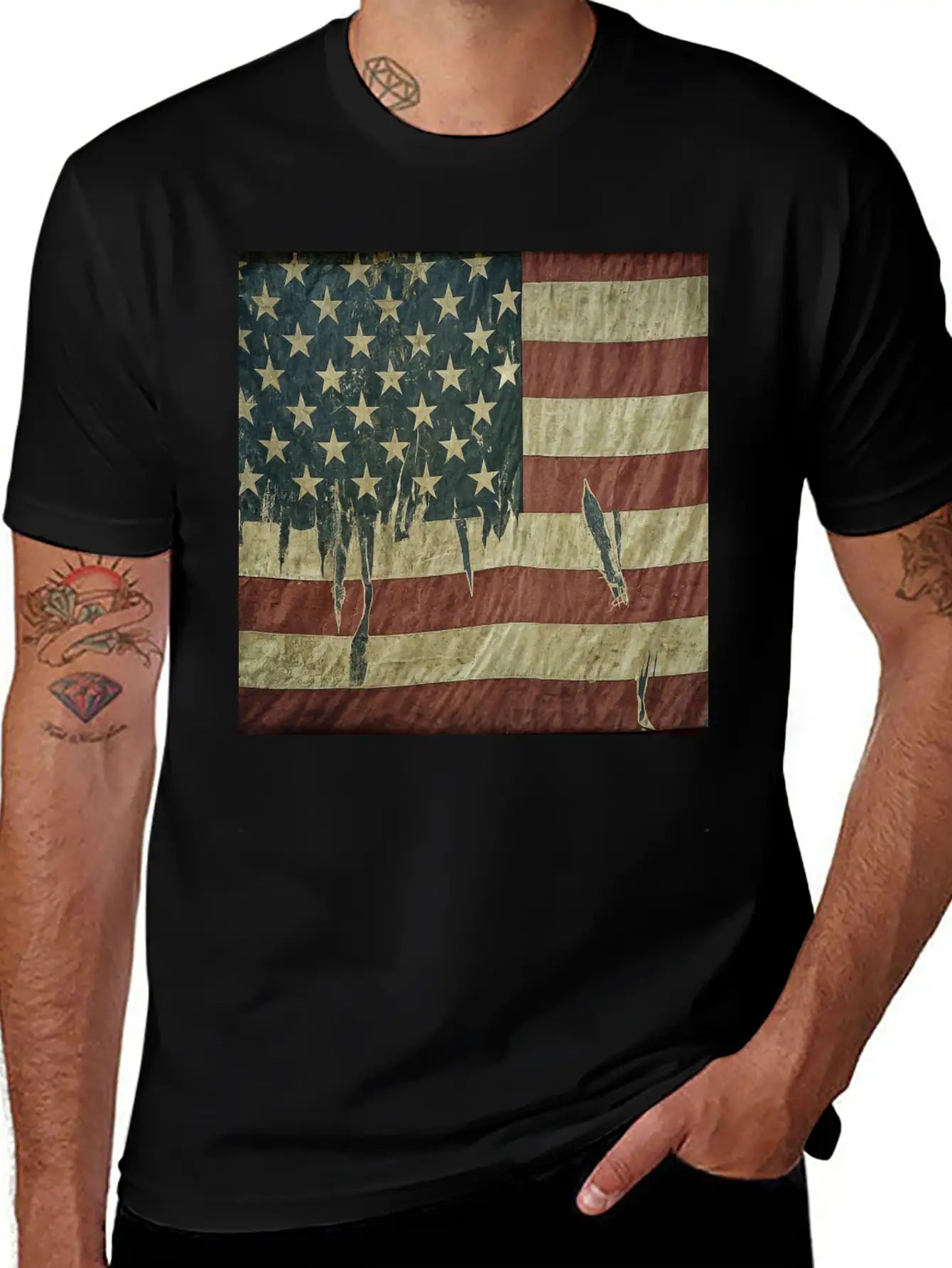 Weathered Flag Stylish Everyday T-Shirt – Unisex Basic Cotton Tee