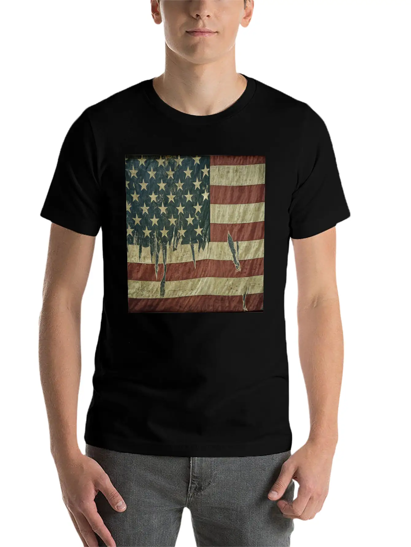 Weathered Flag Stylish Everyday T-Shirt – Unisex Basic Cotton Tee