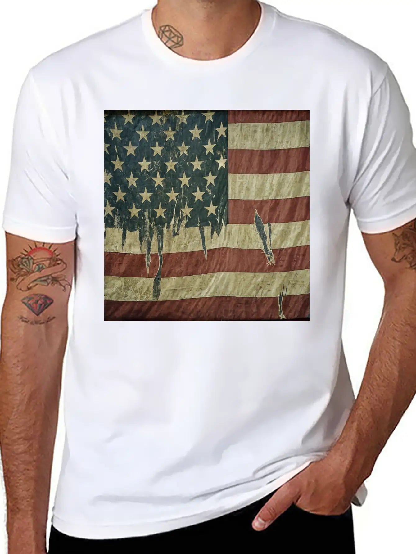 Weathered Flag Stylish Everyday T-Shirt – Unisex Basic Cotton Tee
