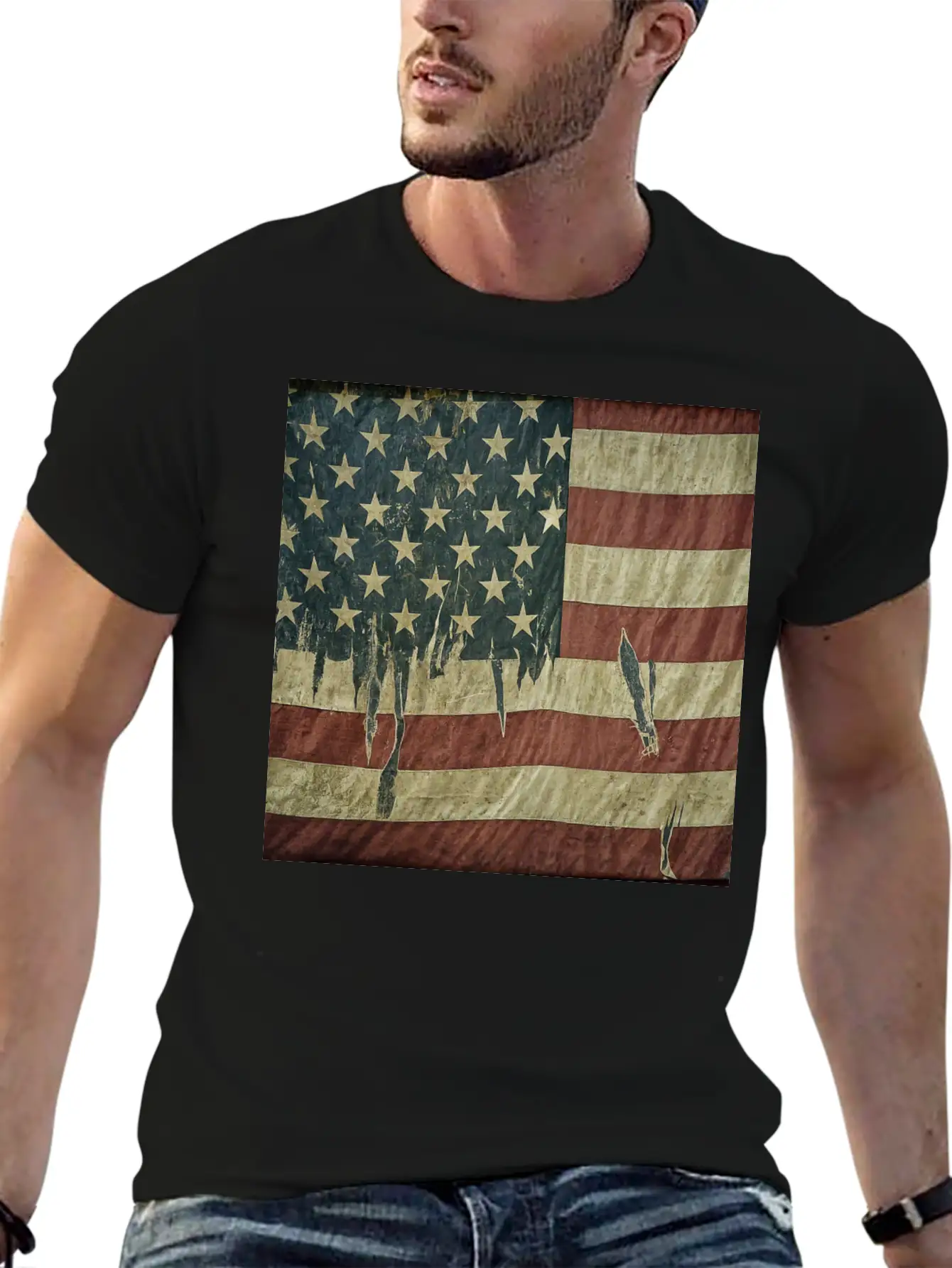 Weathered Flag Stylish Everyday T-Shirt – Unisex Basic Cotton Tee