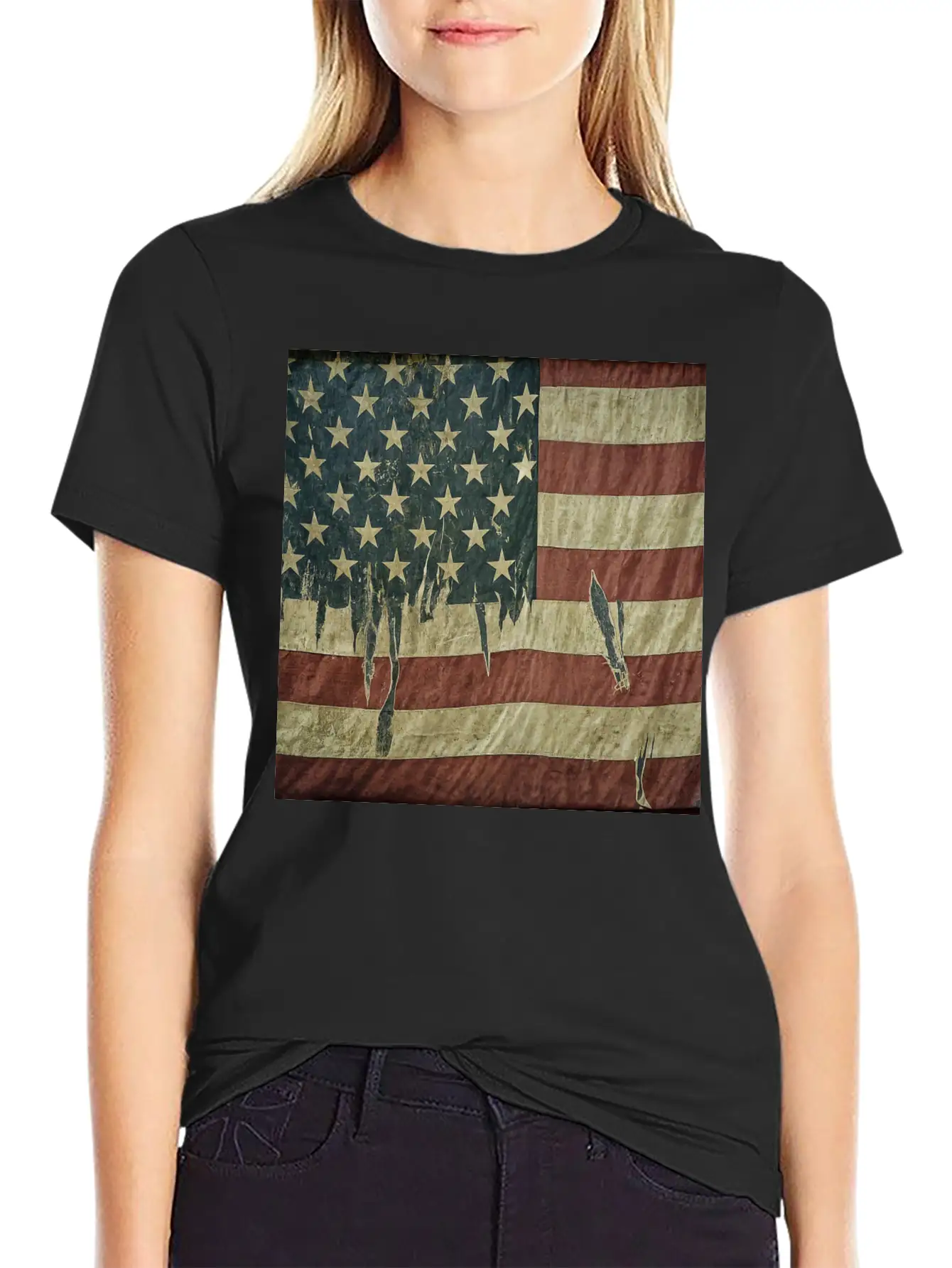 Weathered Flag Stylish Everyday T-Shirt – Unisex Basic Cotton Tee
