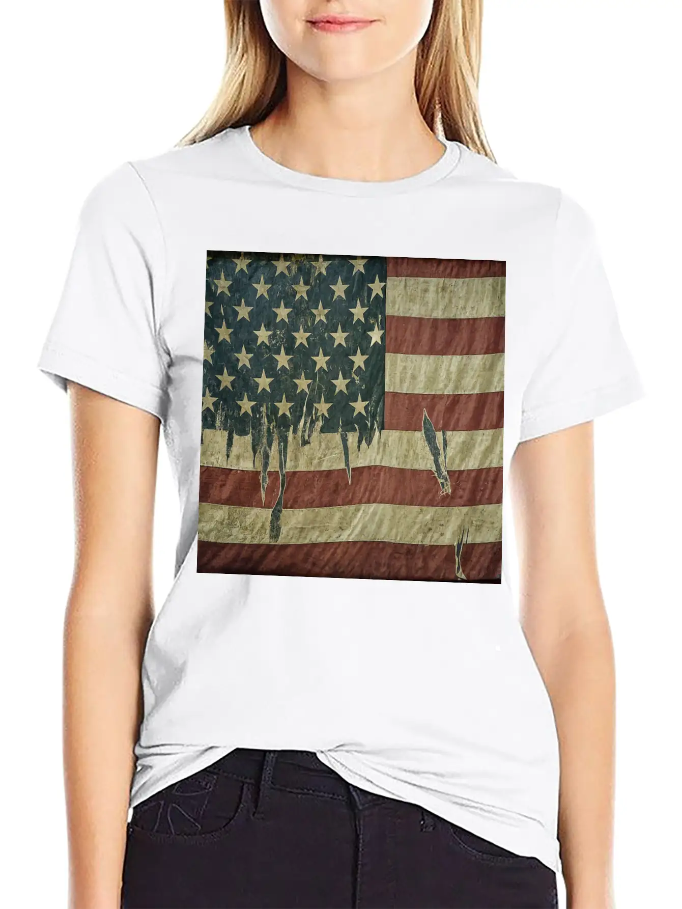 Weathered Flag Stylish Everyday T-Shirt – Unisex Basic Cotton Tee
