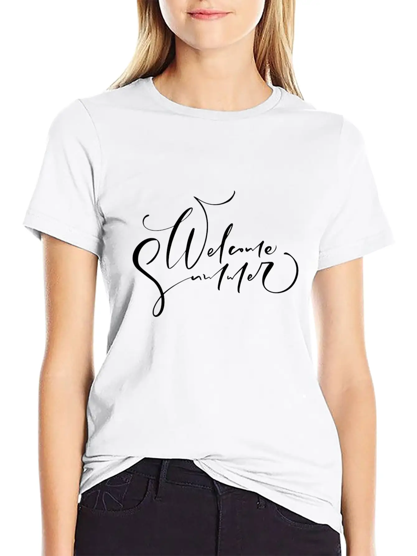 Welcome Summer Hand Drawn Unisex Short Sleeve Soft Cotton T-Shirt – Casual Everyday Wear