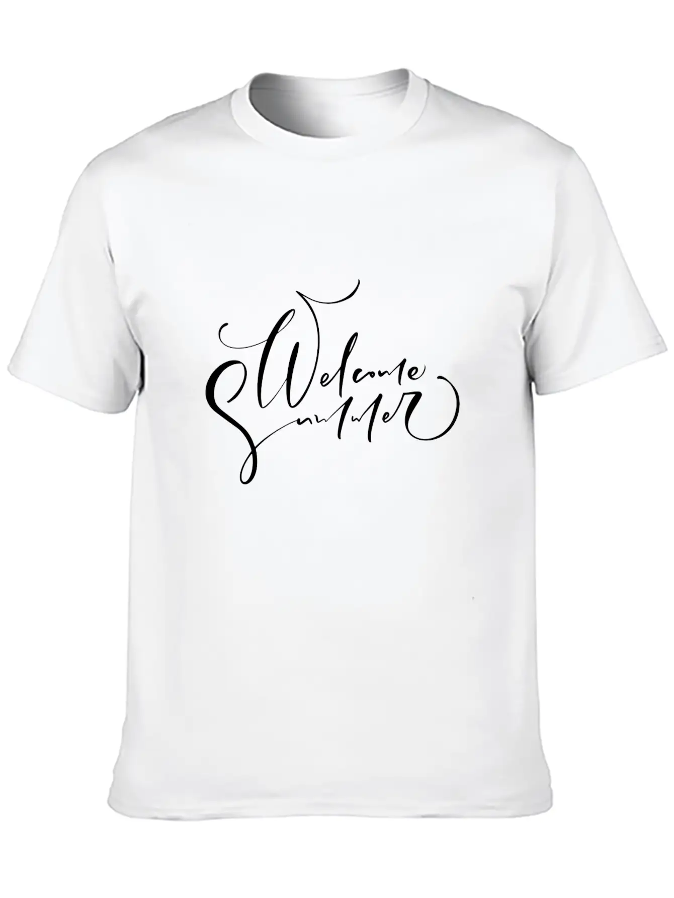 Welcome Summer Hand Drawn Unisex Short Sleeve Soft Cotton T-Shirt – Casual Everyday Wear