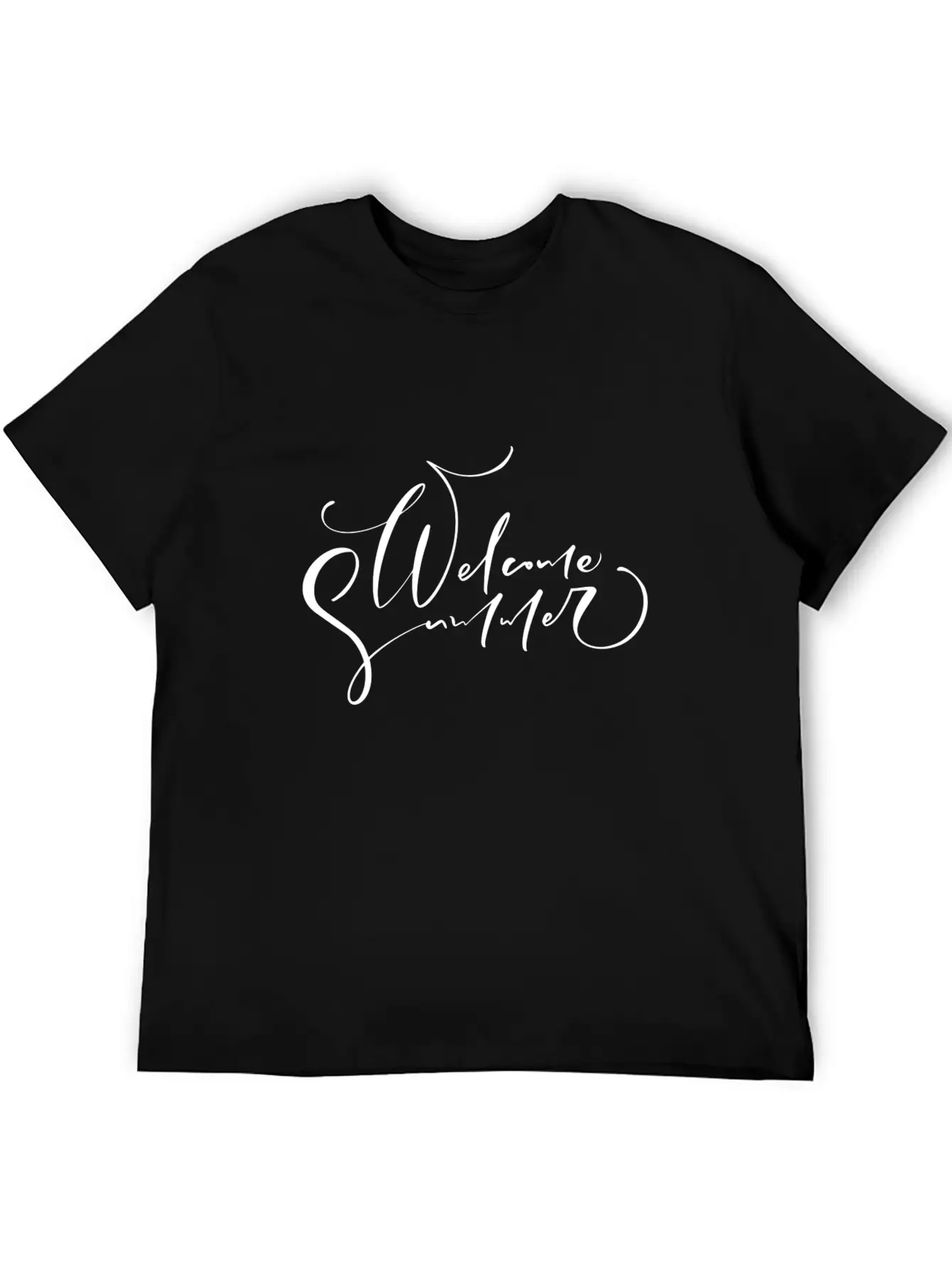 Welcome Summer Hand Drawn Unisex Short Sleeve Soft Cotton T-Shirt – Casual Everyday Wear