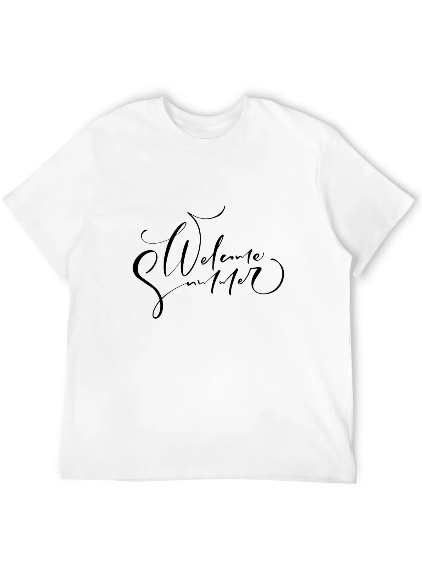 Welcome Summer Hand Drawn Unisex Short Sleeve Soft Cotton T-Shirt – Casual Everyday Wear