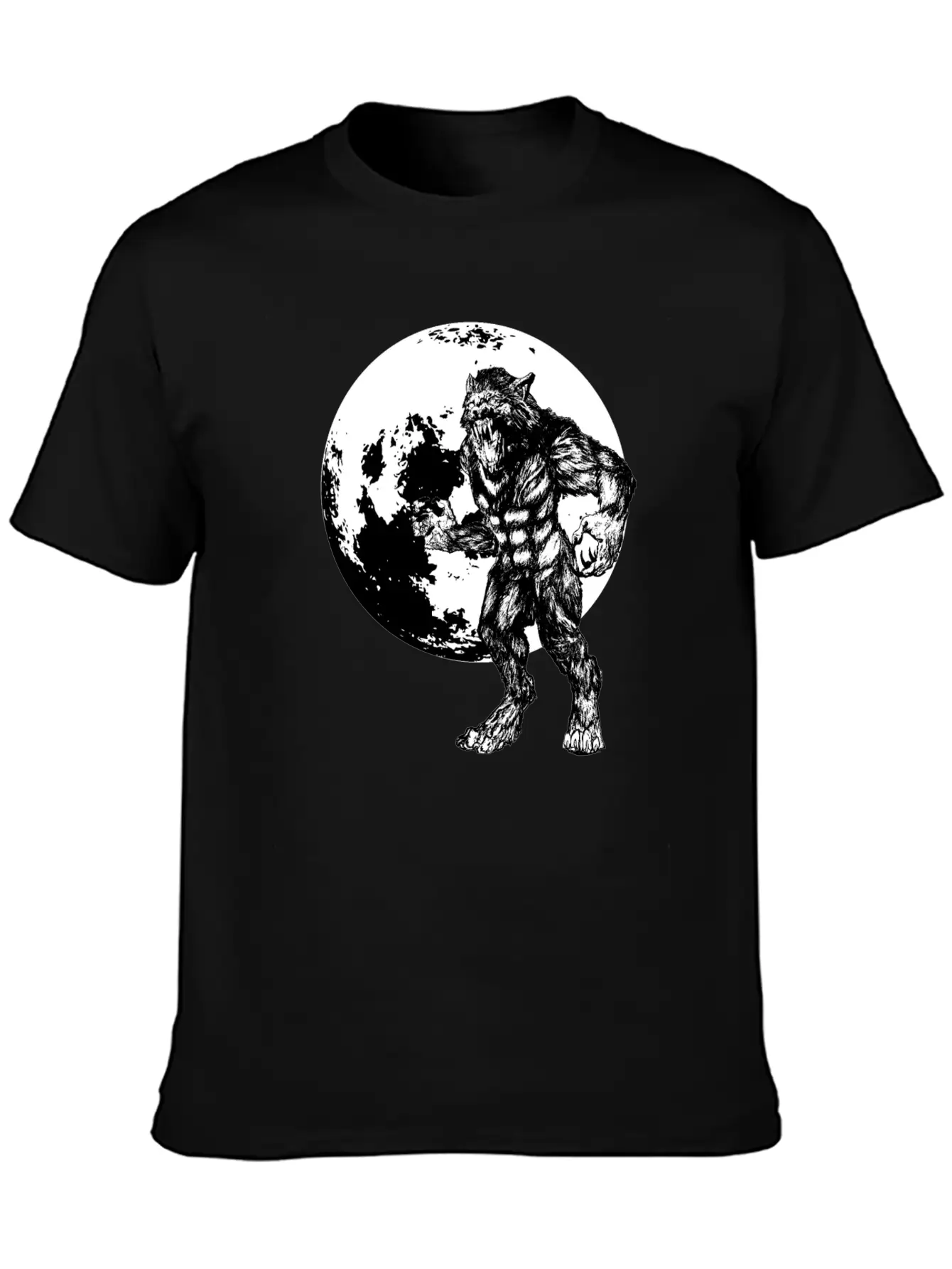 Werewolf And Full Moon Basic Graphic T-Shirt – Daily Comfort In Soft Cotton