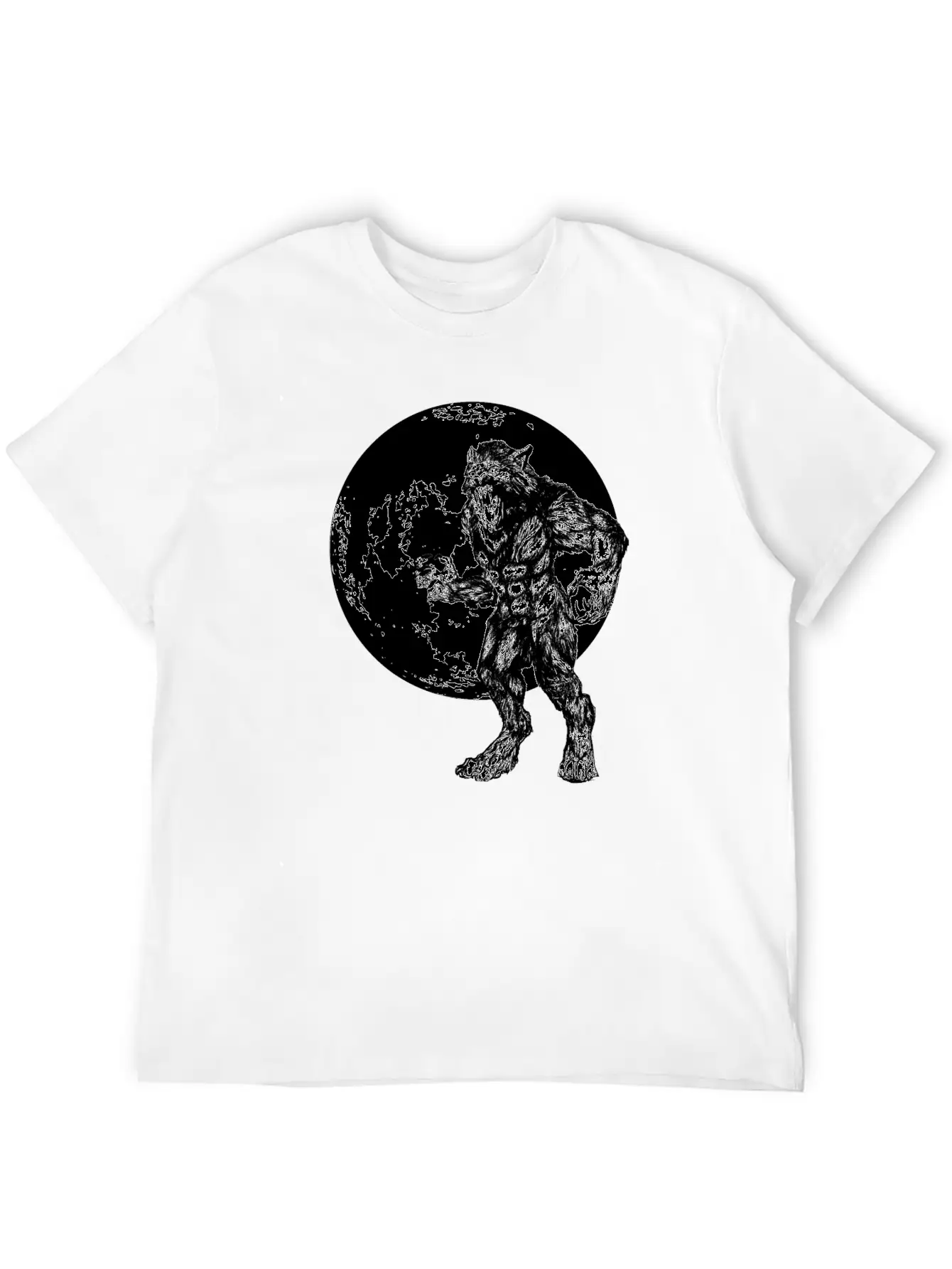 Werewolf And Full Moon Basic Graphic T-Shirt – Daily Comfort In Soft Cotton