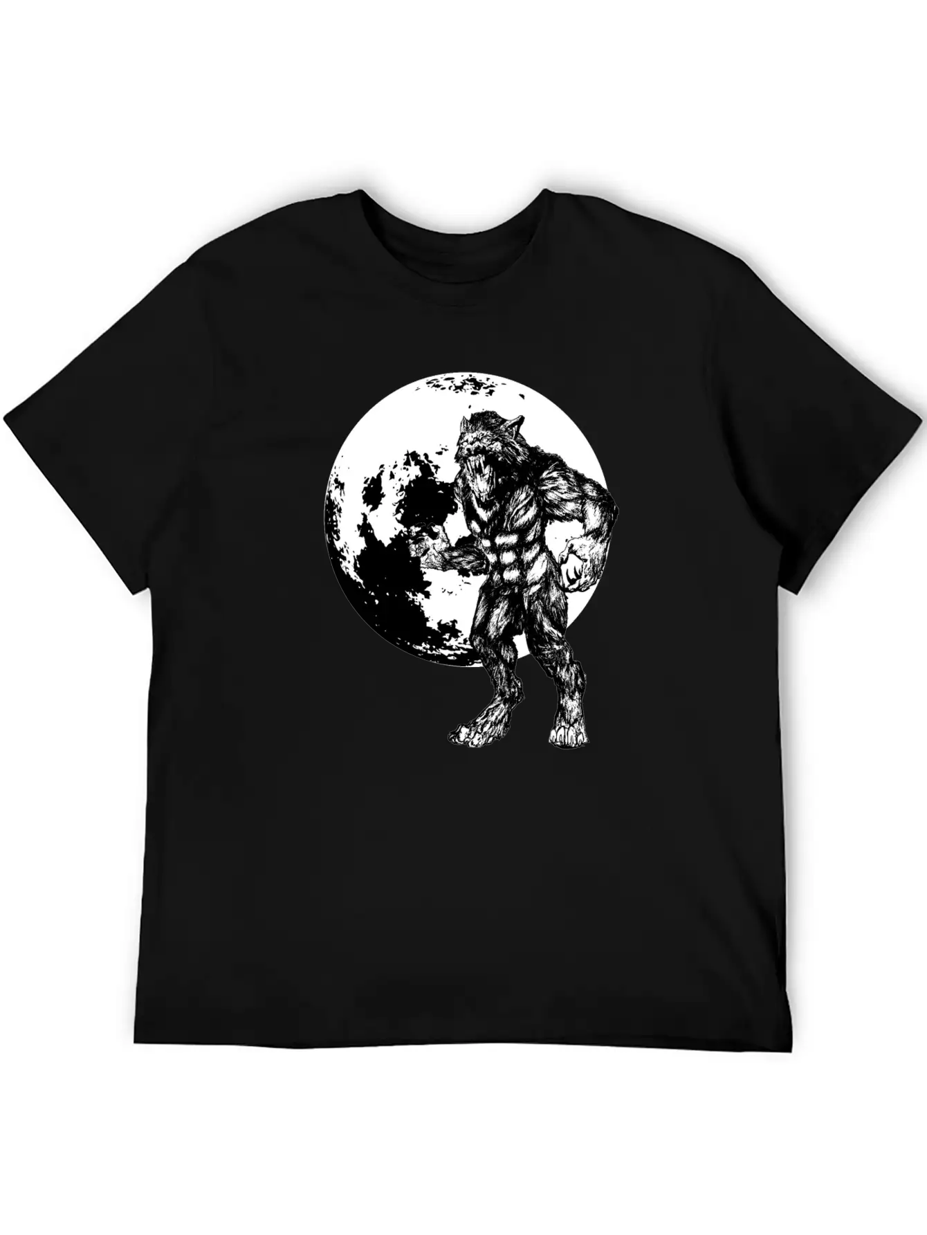 Werewolf And Full Moon Basic Graphic T-Shirt – Daily Comfort In Soft Cotton