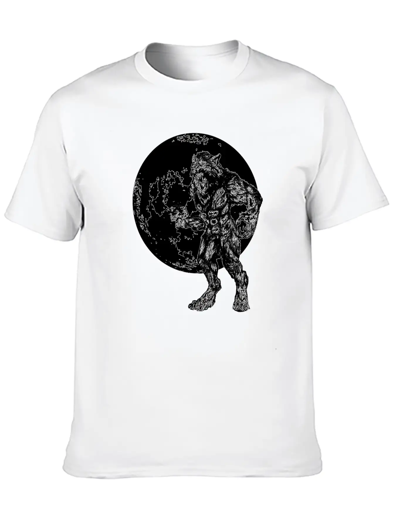 Werewolf And Full Moon Basic Graphic T-Shirt – Daily Comfort In Soft Cotton