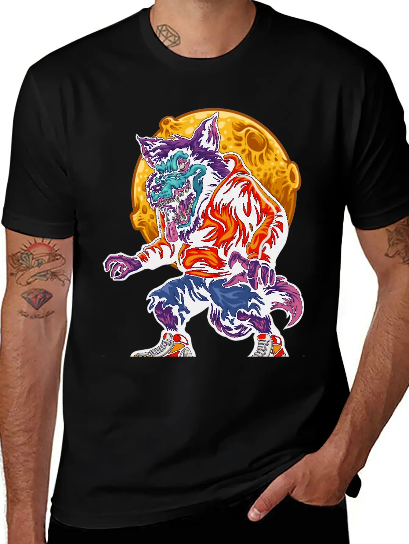 Werewolf Moon Purple Wolf Full Moon Human Hungry Timeless Short Sleeve Tee – Comfy And Minimalist Design