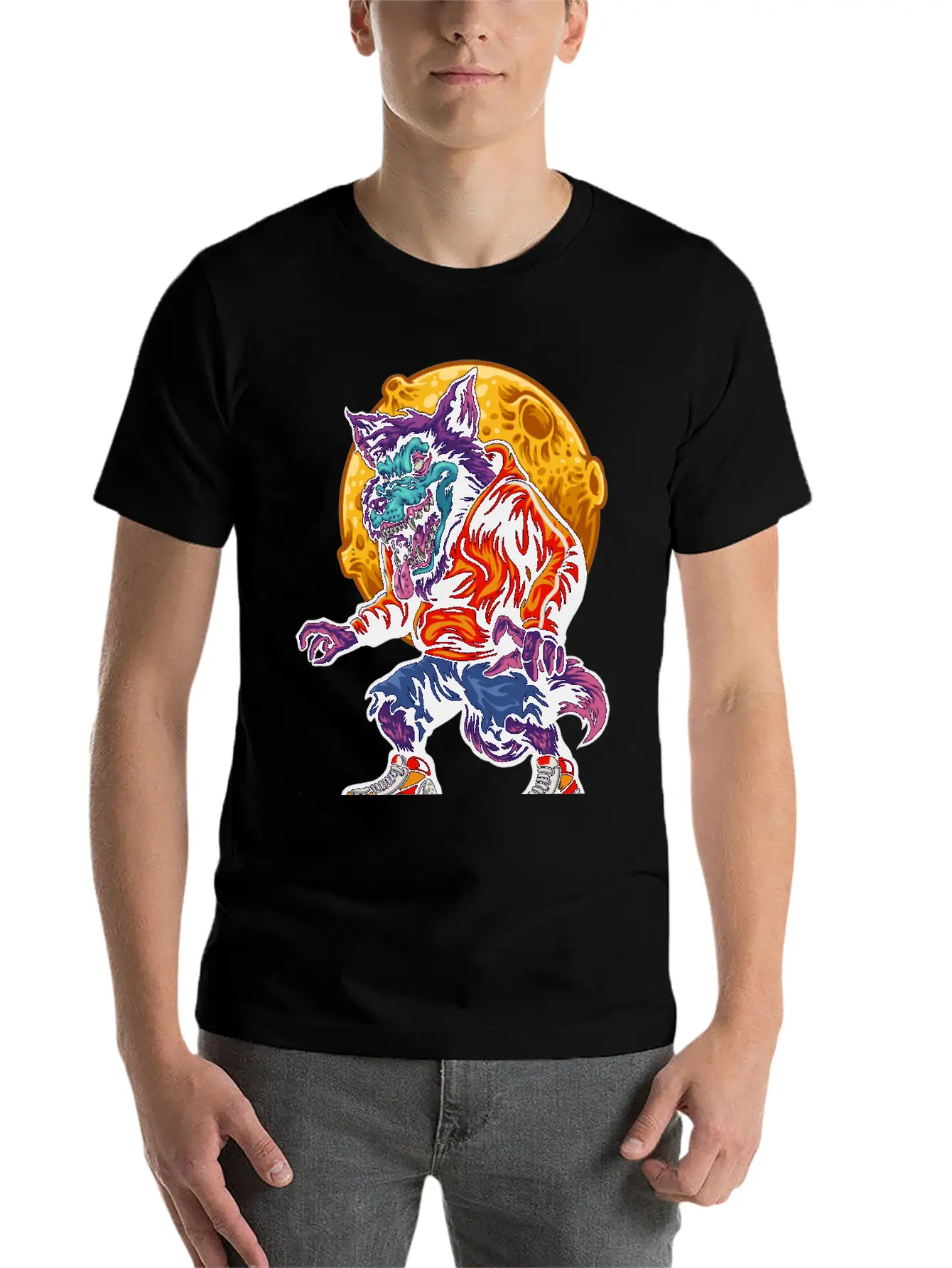 Werewolf Moon Purple Wolf Full Moon Human Hungry Timeless Short Sleeve Tee – Comfy And Minimalist Design
