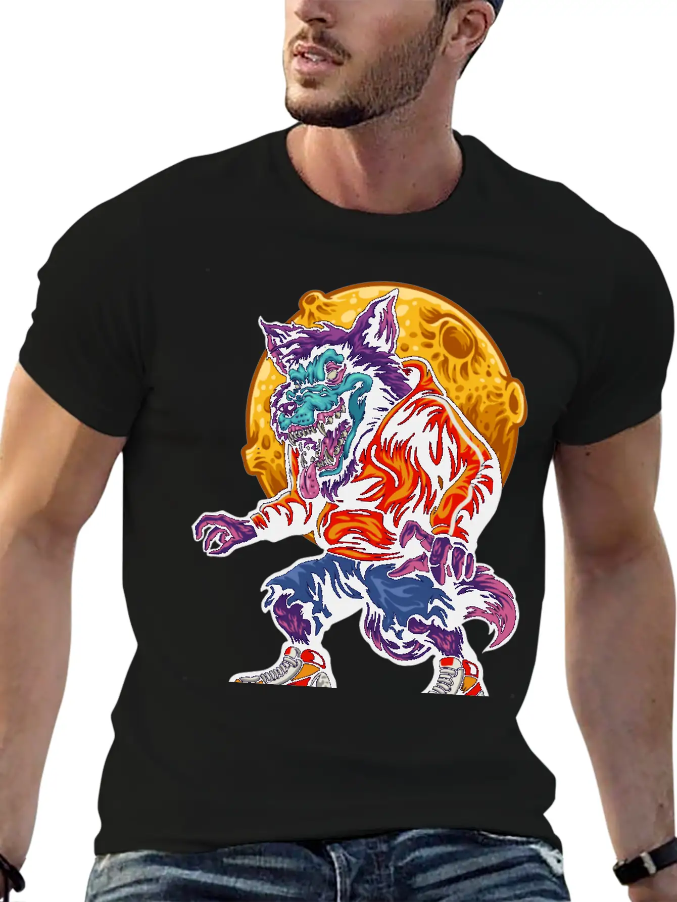 Werewolf Moon Purple Wolf Full Moon Human Hungry Timeless Short Sleeve Tee – Comfy And Minimalist Design