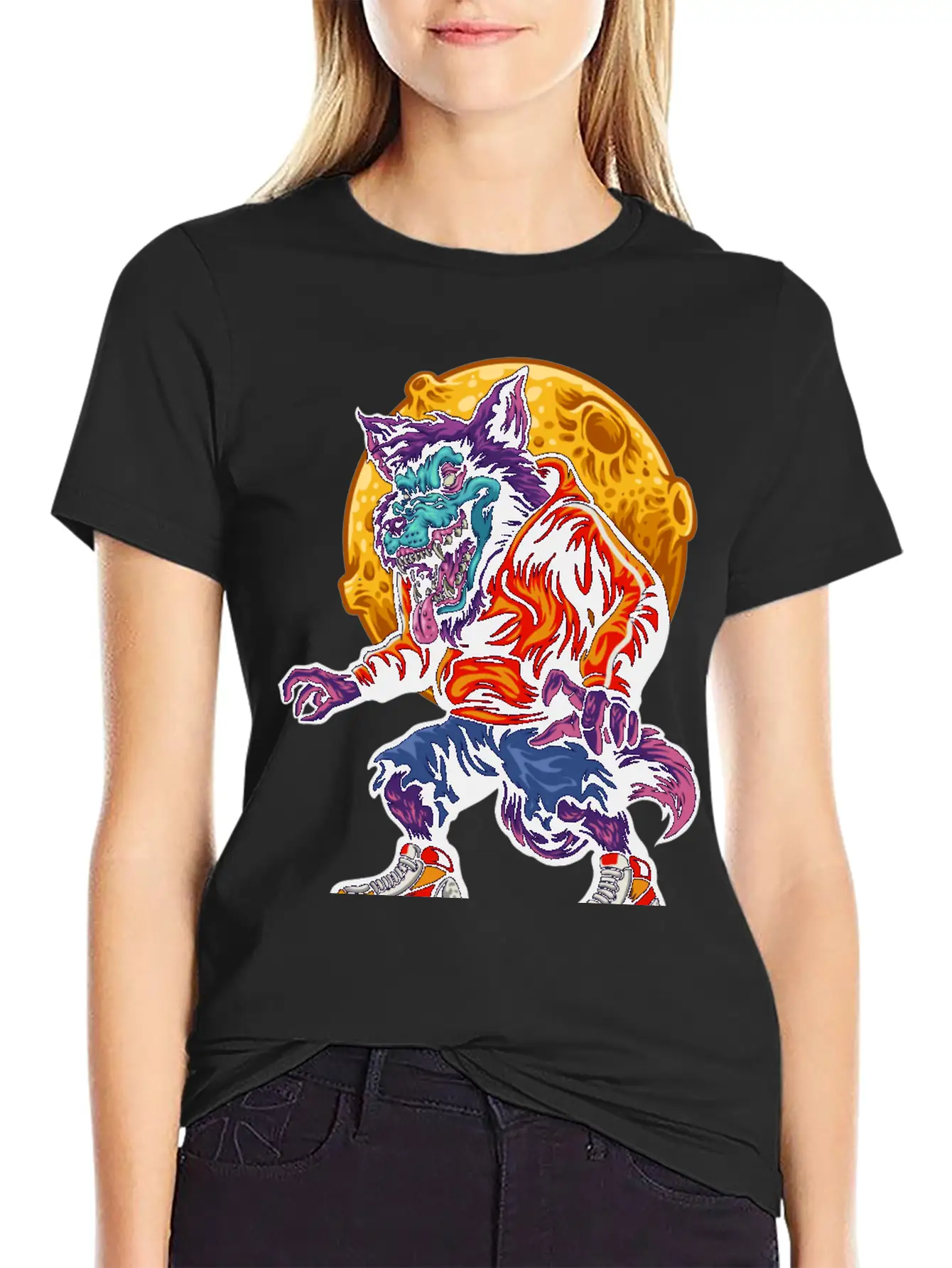 Werewolf Moon Purple Wolf Full Moon Human Hungry Timeless Short Sleeve Tee – Comfy And Minimalist Design