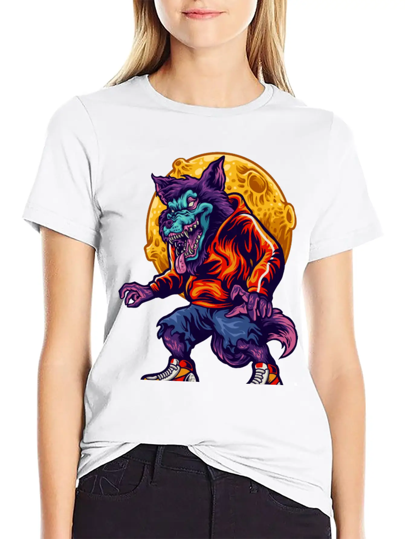 Werewolf Moon Purple Wolf Full Moon Human Hungry Timeless Short Sleeve Tee – Comfy And Minimalist Design