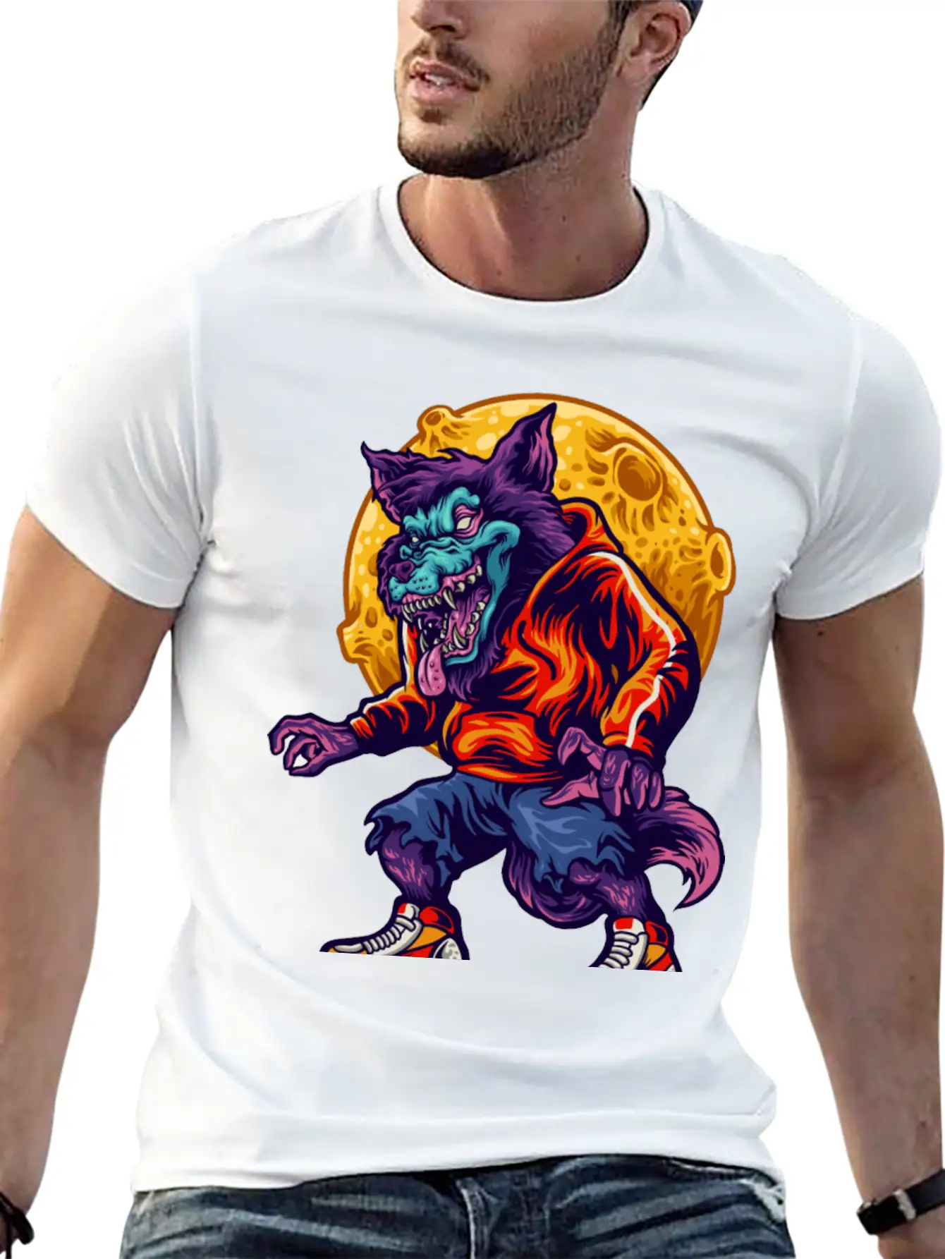 Werewolf Moon Purple Wolf Full Moon Human Hungry Timeless Short Sleeve Tee – Comfy And Minimalist Design