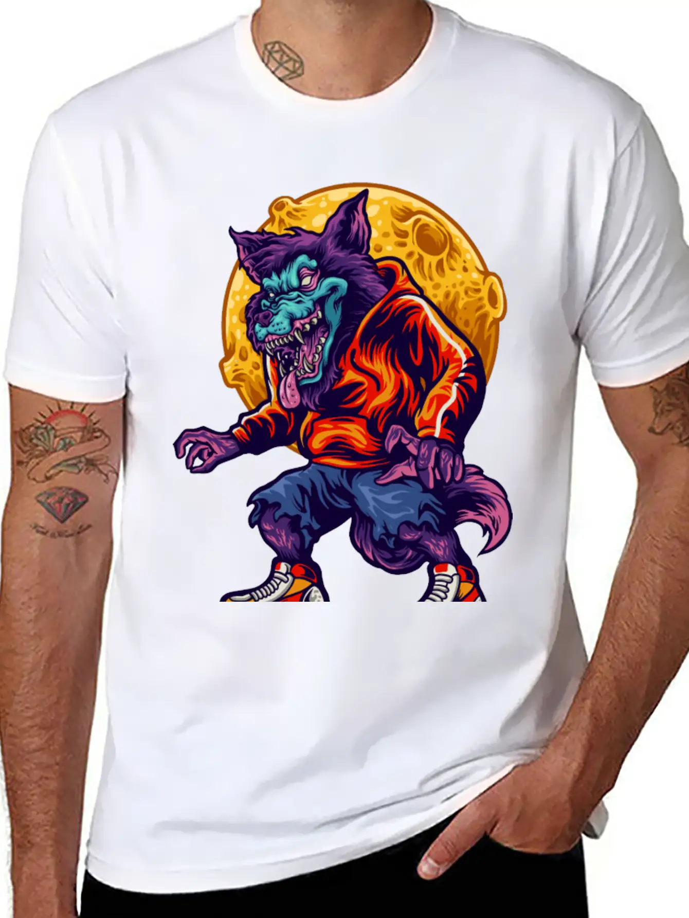 Werewolf Moon Purple Wolf Full Moon Human Hungry Timeless Short Sleeve Tee – Comfy And Minimalist Design