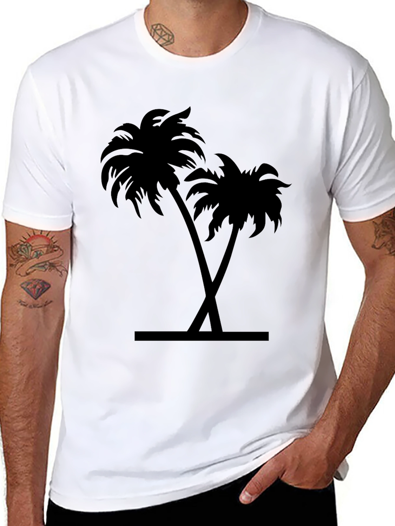 Black Palm Tree Graphic Tee - Tropical Vibe Shirt