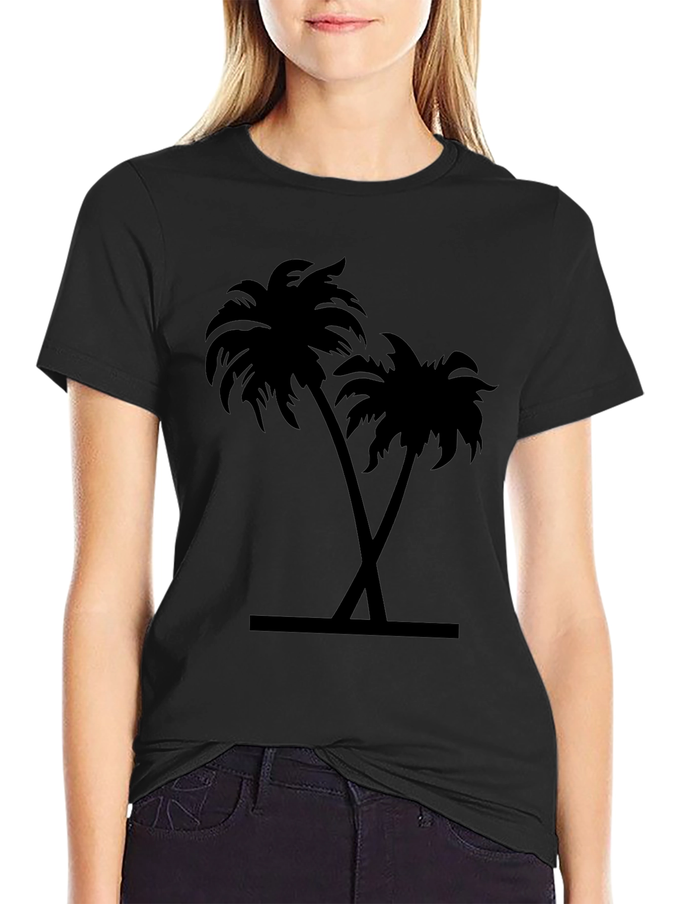 Black Palm Tree Graphic Tee - Tropical Vibe Shirt