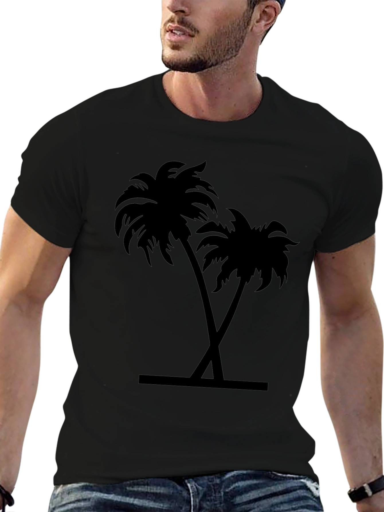 Black Palm Tree Graphic Tee - Tropical Vibe Shirt