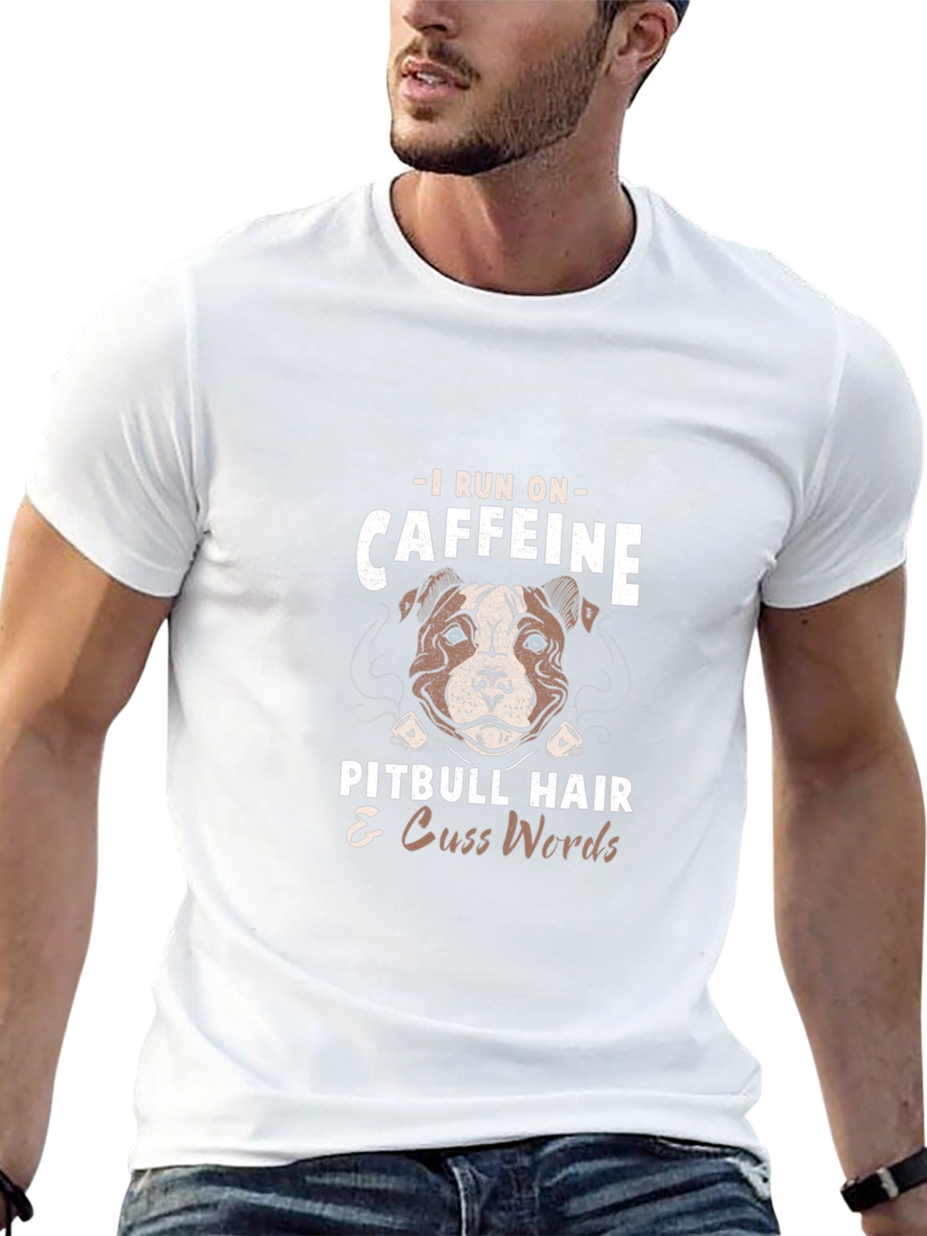 Caffeine Pitbull Hair & Cuss Words T-Shirt