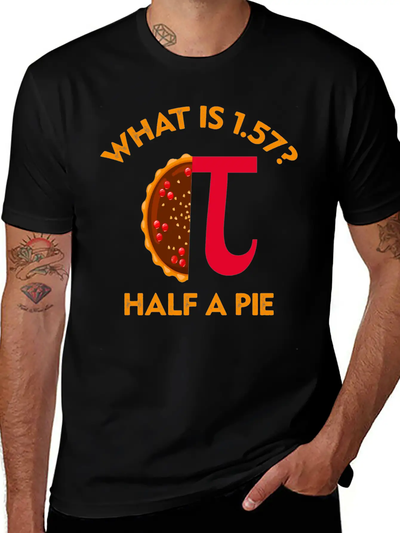What Is 1. 57? Half A Pie Circle Number Unisex Short Sleeve Soft Cotton T-Shirt – Casual Everyday Wear