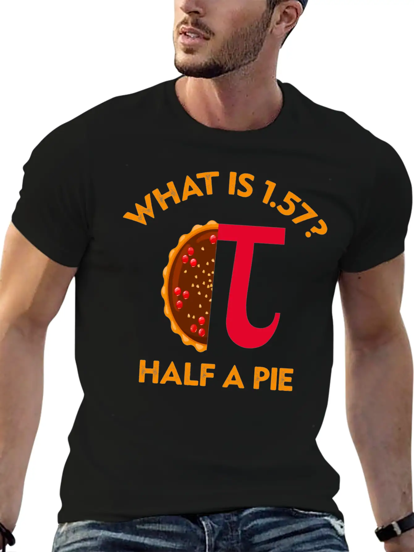 What Is 1. 57? Half A Pie Circle Number Unisex Short Sleeve Soft Cotton T-Shirt – Casual Everyday Wear