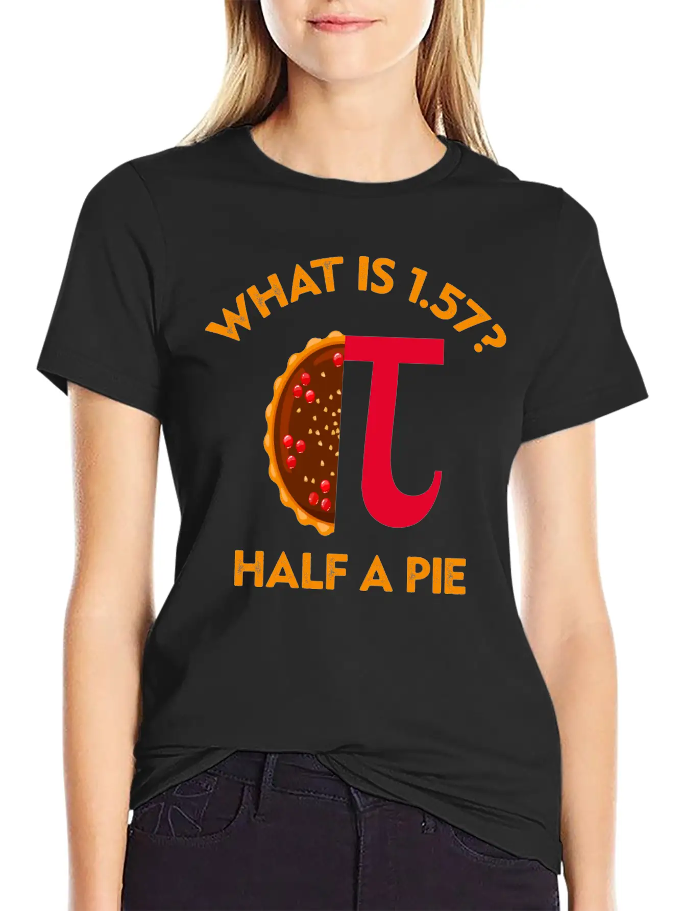 What Is 1. 57? Half A Pie Circle Number Unisex Short Sleeve Soft Cotton T-Shirt – Casual Everyday Wear