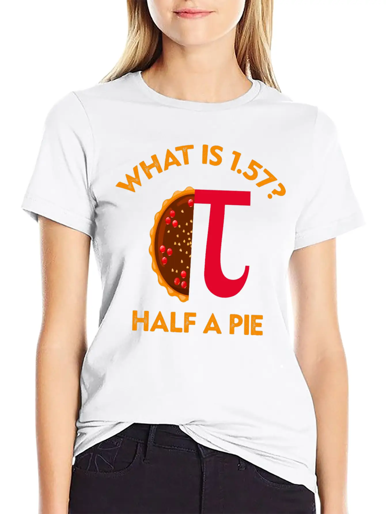 What Is 1. 57? Half A Pie Circle Number Unisex Short Sleeve Soft Cotton T-Shirt – Casual Everyday Wear